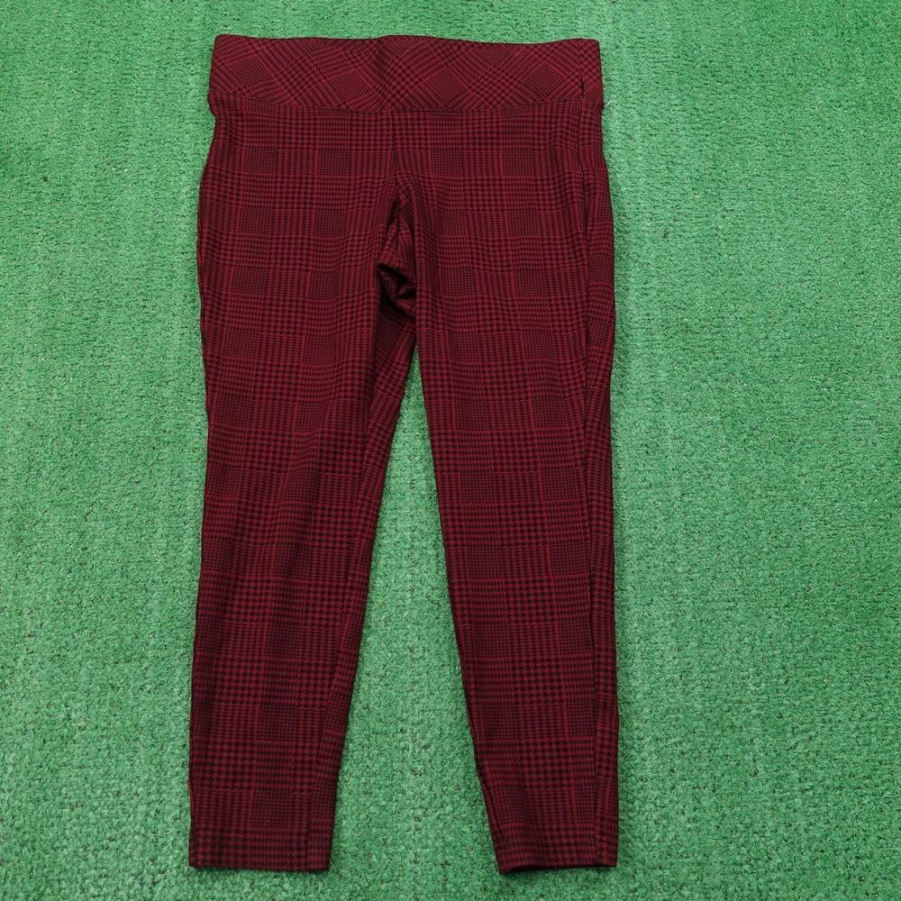 Torrid Leggings Womens 0 Red Black Plaid Houndstooth‎ Stretch Pants Ankle